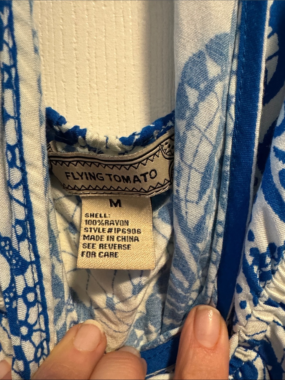 Flying Tomato Blue and White Printed Halter Wide Leg Romper - Picture 2 of 5